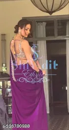 Chiffon Woven Design Saree For Women, Purple