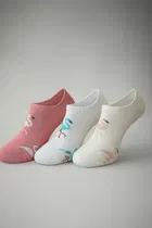 Cotton Printed Socks for Women (Multicolor, Pack of 3)