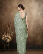Art Silk Printed Saree for Women, Green 