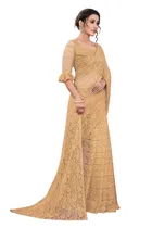 Net Solid Saree for Women 