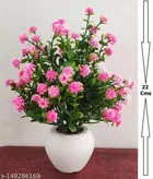 Plastic Artificial Flower With Pot,Multicolour,Set Of 2