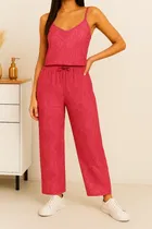 Women's Sleepwear All Over Print Pyjama; Pink ;  M