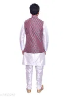 Silk Solid Kurta with Pyjama & Jacket for Men 