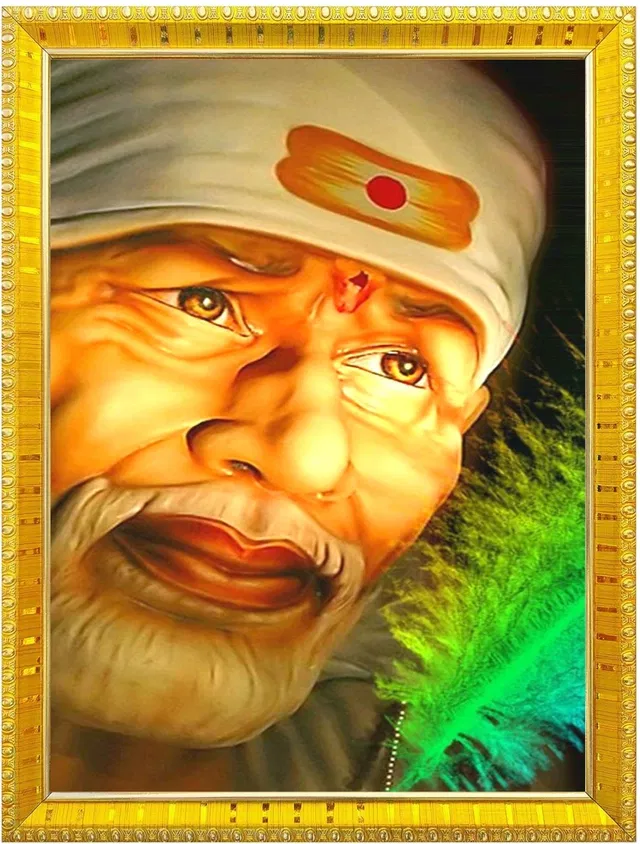 Shirdi Sai Baba Photo Frame (Gold, 5x7 inches)