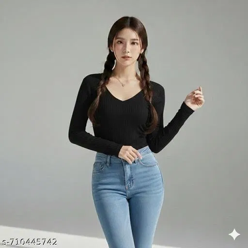 Lycra Top for Women, Black (XS)