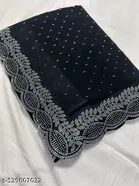 Georgette Saree for Women, Black 