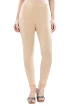 Stretchable Cotton Blend Churidars for Women ,Beige 
