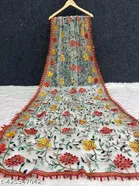 Aari Work Floral Phulkari Net Dupatta for Women 