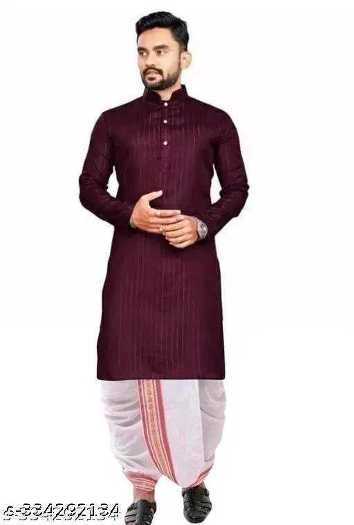 Kurta for Men (Maroon, XL)