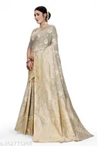 Linen Zari Woven Saree for Women 
