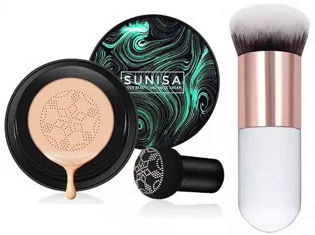 Lenon White Foundation Brush & Sunisa CC & BB Cream Medium (100 g, Pack of 2) (S-01)