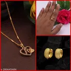 Combo of Alloy Pendant with Ring & 1 Pair Earrings for Women 
