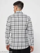 Polycotton Checked Shirts for Men, White 