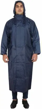 Solid Overcoat with Hoods and Side Pocket Raincoat for Men 