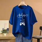Cotton Blend Printed T-shirt for Women, Blue 