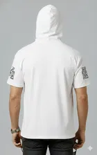 Polyester Printed T-shirt for Men, White 
