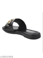 Shoetopia Black Solid Flat Sandals 
