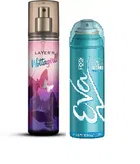 Layer'r Wottagirl Amber Kiss (60 ml) with Eva Fresh Perfume Body Spray (40 ml) (Pack of 2)