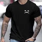 Round Neck Printed T-Shirt for Men (Black , S)