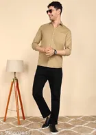 Poly Blend Shirts for Men, Light Tan 