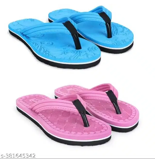 Slippers for Women (Sky Blue & Pink, 5) (Pack of 2)