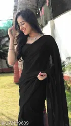 Georgette Solid Saree for Women 