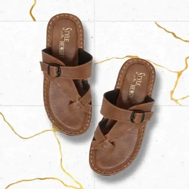 Style Height Synthetic Airmix Men's Slipper (Brown, 7) (BM277)