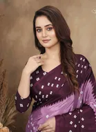 Art Silk Printed Saree for Women, Purple 