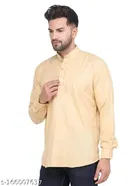 Cotton Blend Solid Short Kurta for Men 