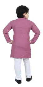 Cotton Solid Kurta with Pyjama for Boys 