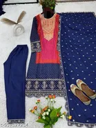Salwar Suit With Print Embroidery and Dupatta for Women 