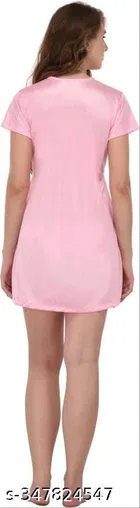 Satin Solid Babydoll for Women, Pink 