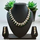 Kundan Pearl Beaded Jewellery Set for Women, Green