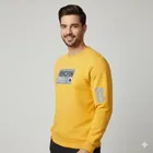 Fleece Printed Sweatshirt for Men, Yellow 