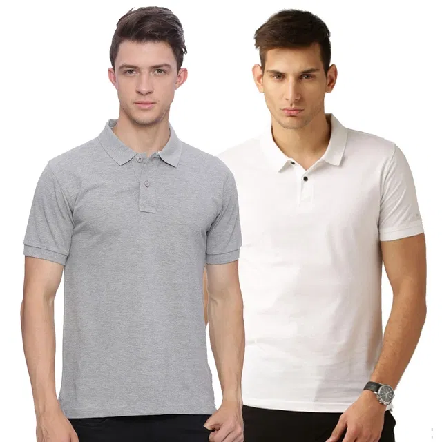 Polo T-shirts for Men, Pack of 2 (Multicolor, M)