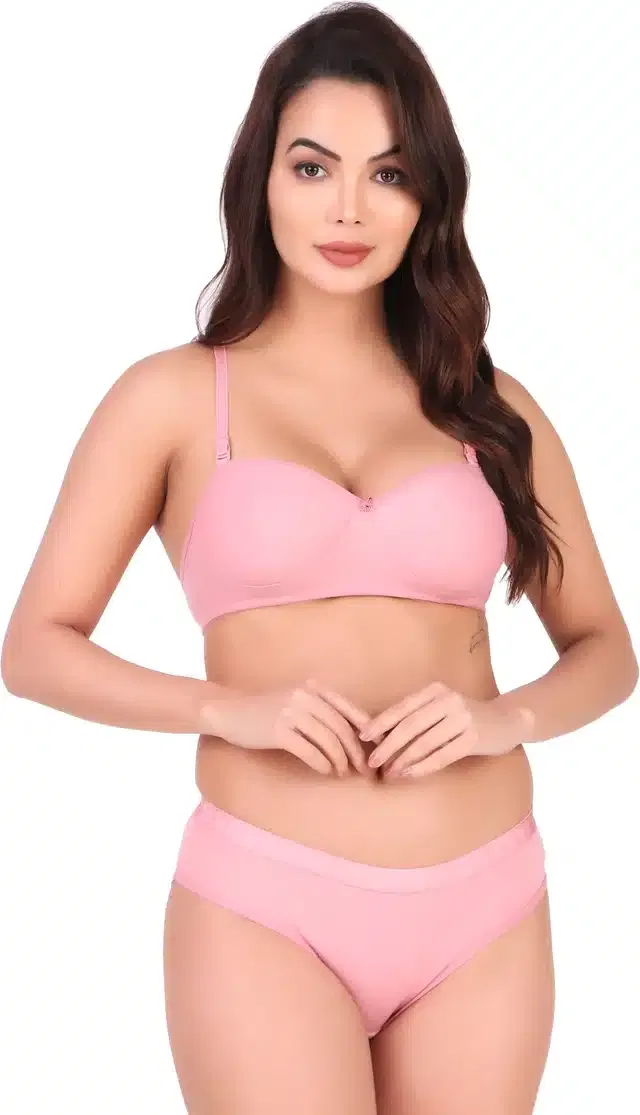 Pure Cotton Lingerie Set for Women (Pink, 32C)