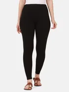 Cotton Solid Leggings for Women (Black, S)