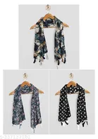 Chiffon Printed Scarves for Women, Multicolor, Pack of 3