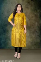 Ethnic Motif Rayon Kurti for Women 