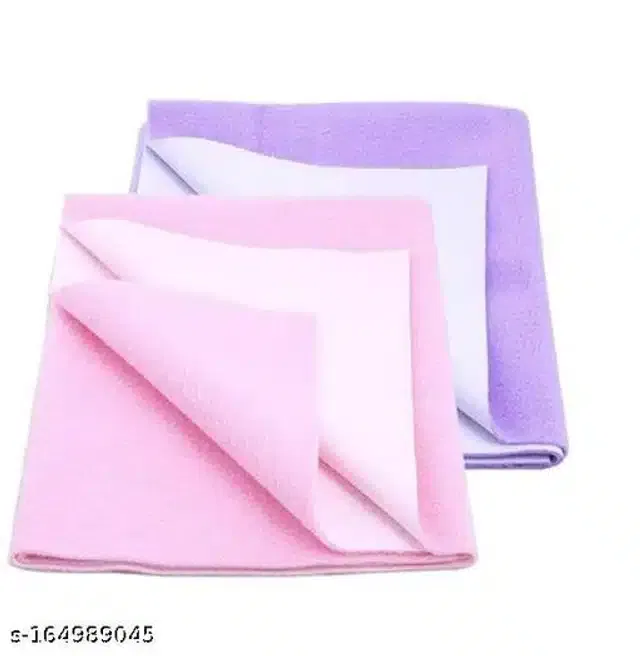 Cotton Mattress Protection Sheet (Purple & Baby Pink, 28x20 inches) (Pack of 2)