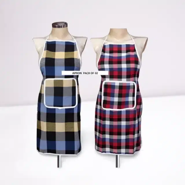 Cotton Kitchen Aprons (Multicolor, Pack of 2)