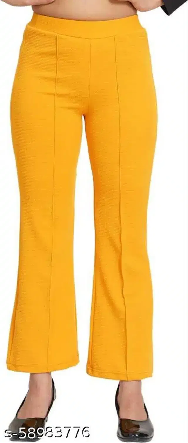 Cotton Blend Trouser for Women (Mustard, 26)