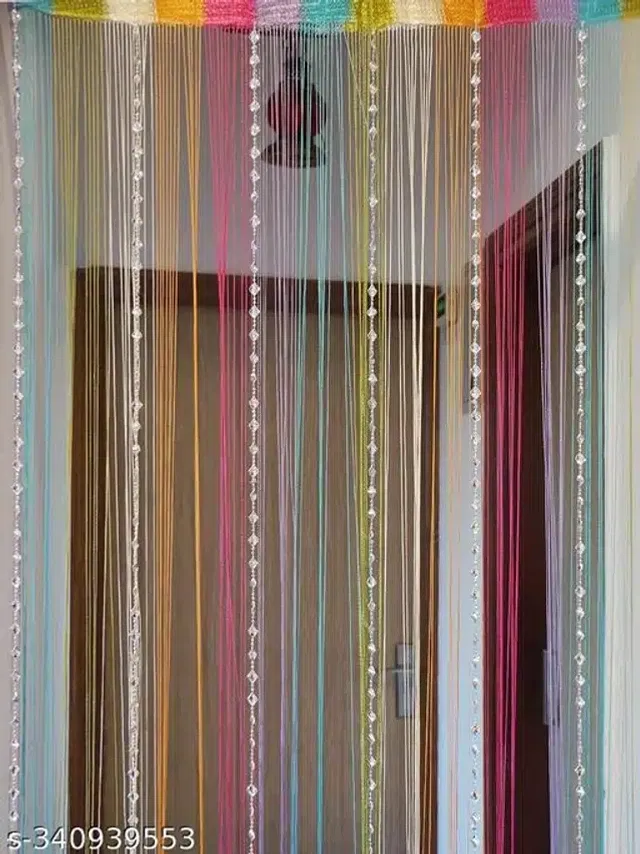Polyester Beads Curtain for Door (Multicolor, 7 Feet)
