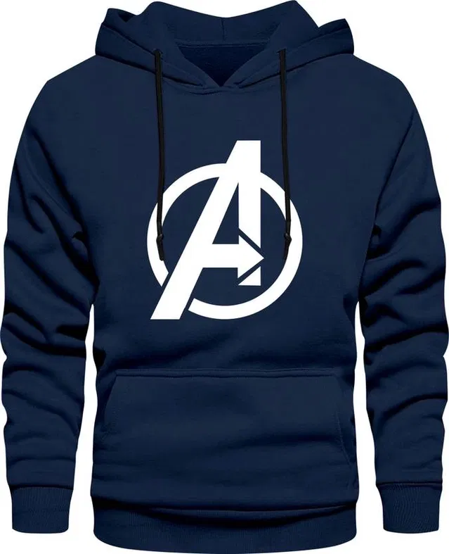 Marshmellow Avng Printed Fleece Hoodie for Men (Navy, XL)