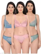 Polycotton Bra with Panty for Women 