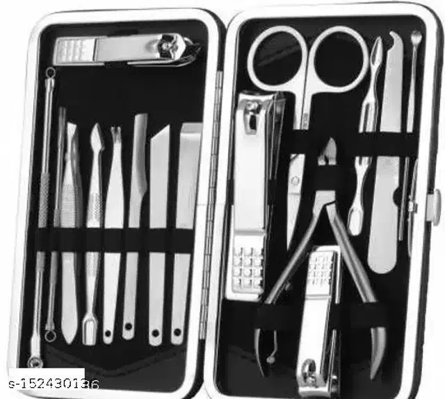 Metal Manicure & Pedicure Kit (Silver, Set of 16)