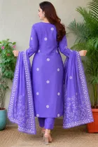 Rayon embroidered A-line Kurta Set for Women 