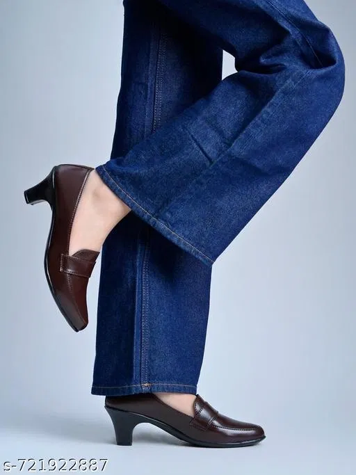 Shoetopia Solid Heel Sandals (Brown, IND-4)