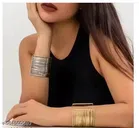 Latest trending combo pack of 2 wire silver golden cuff bangles