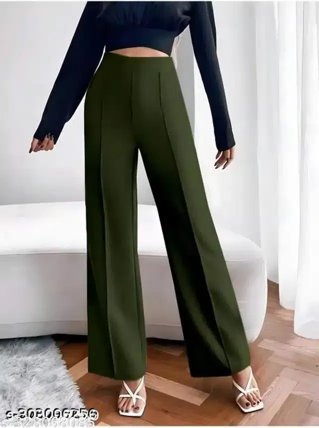 Cotton Blend Trouser for Women (Olive, 24)